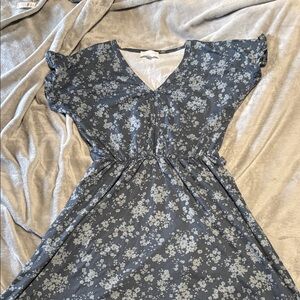 French Grey Floral Patterned Top